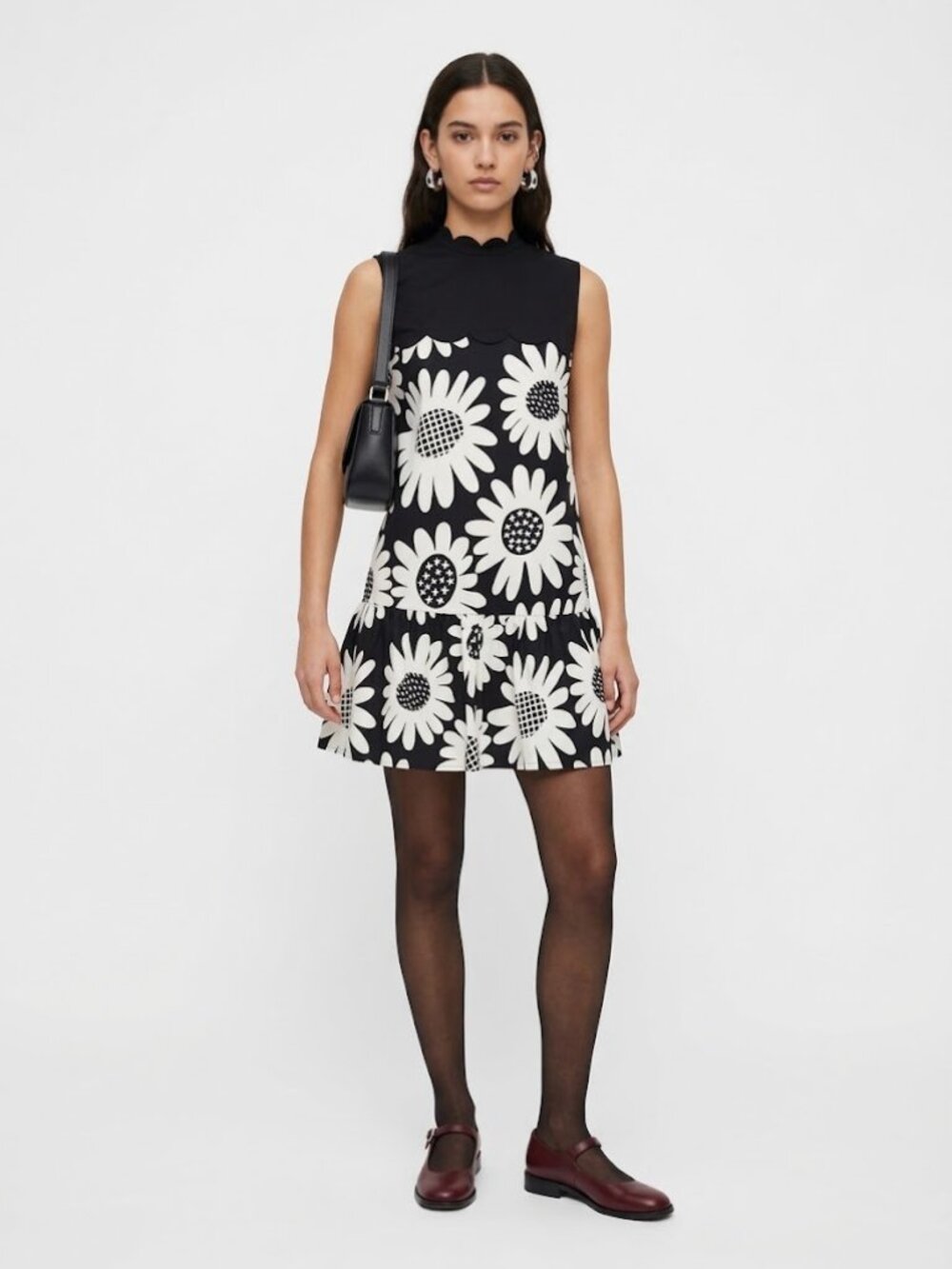 Victoria Beckham for Target Black White Daisy Drop Waist Dress XS
